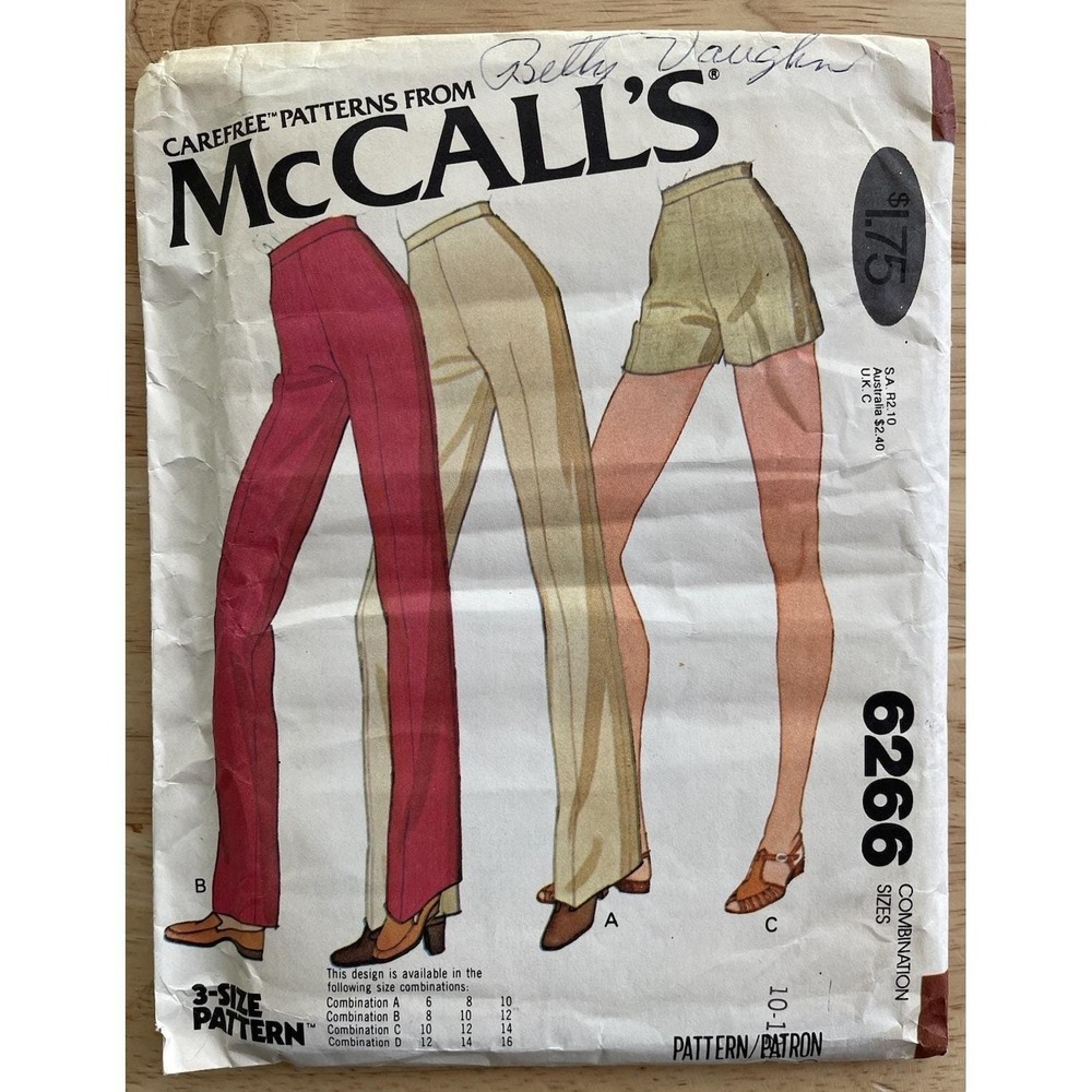 VTG McCall's 6266 Misses' Set Of Pants Or Shorts Pattern Size 10-12 Uncut FF